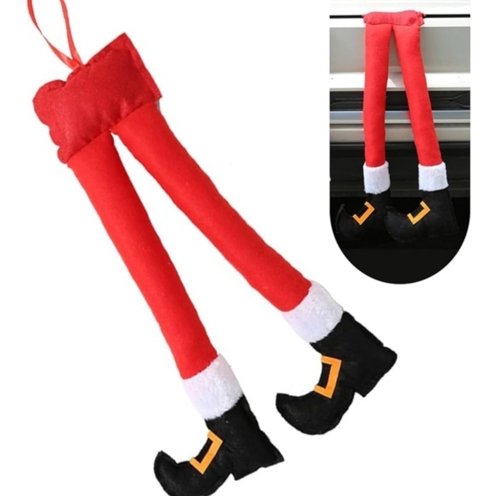 Elf festive leg Car Decoration - Red and Black